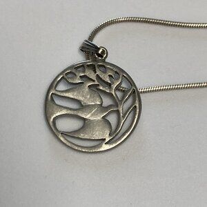 Artisan Necklace Laser Cut Pewter Peace Dove Maine Artist Silver Chain